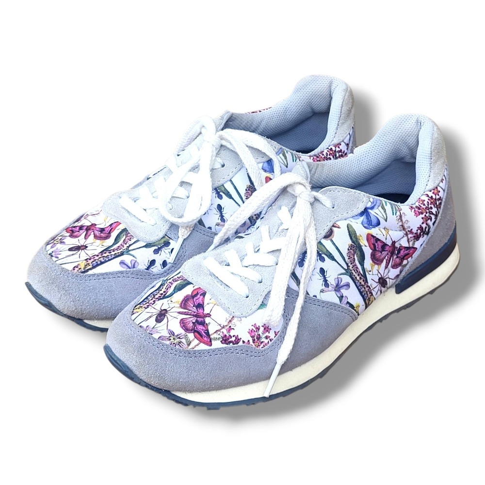 Inkkas Monterey Joggers Floral Butterfly Insect Sneakers White Gray Womens 8